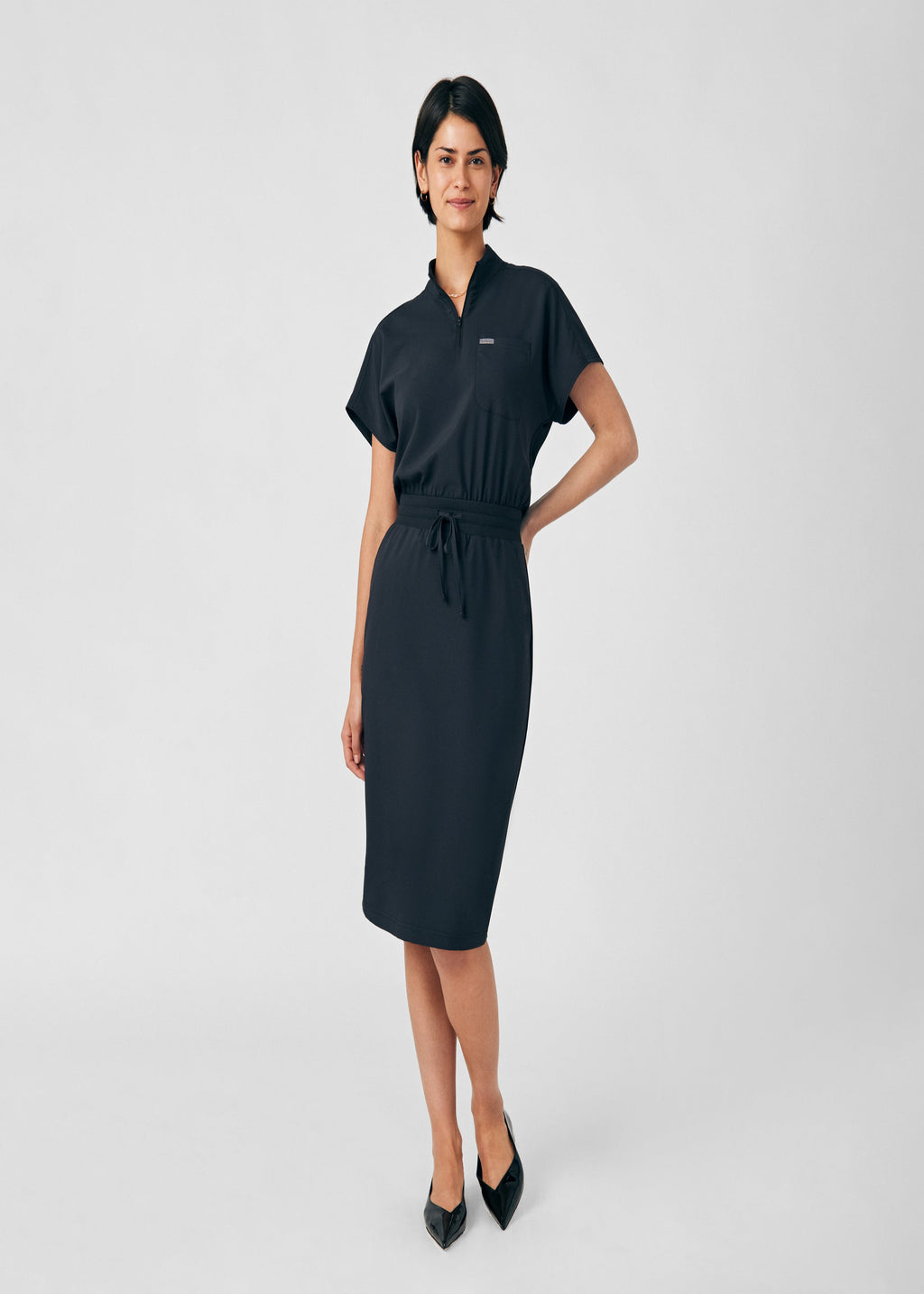 Landau Forward Women's 3-Pocket Scrub Dress Black