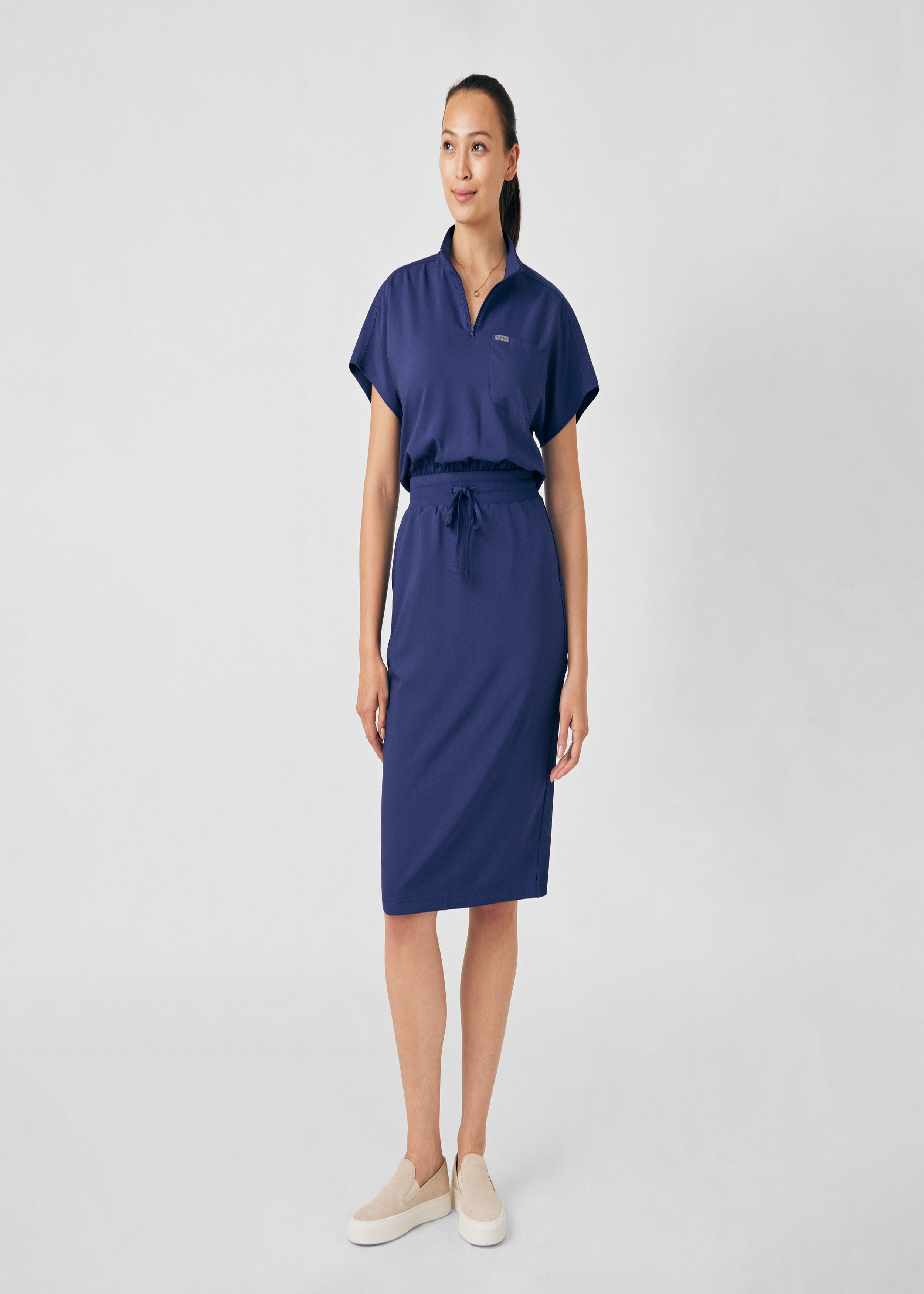 Landau Forward Women's 3-Pocket Scrub Dress Navy