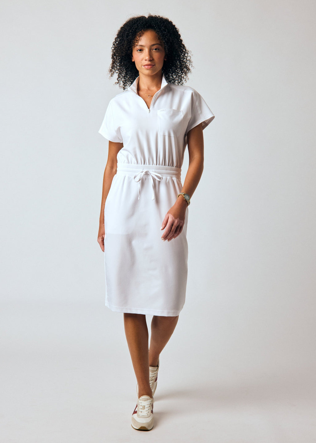 Landau Forward Women's 3-Pocket Scrub Dress White