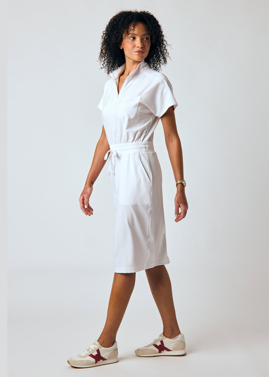 Landau Forward Women's 3-Pocket Scrub Dress White