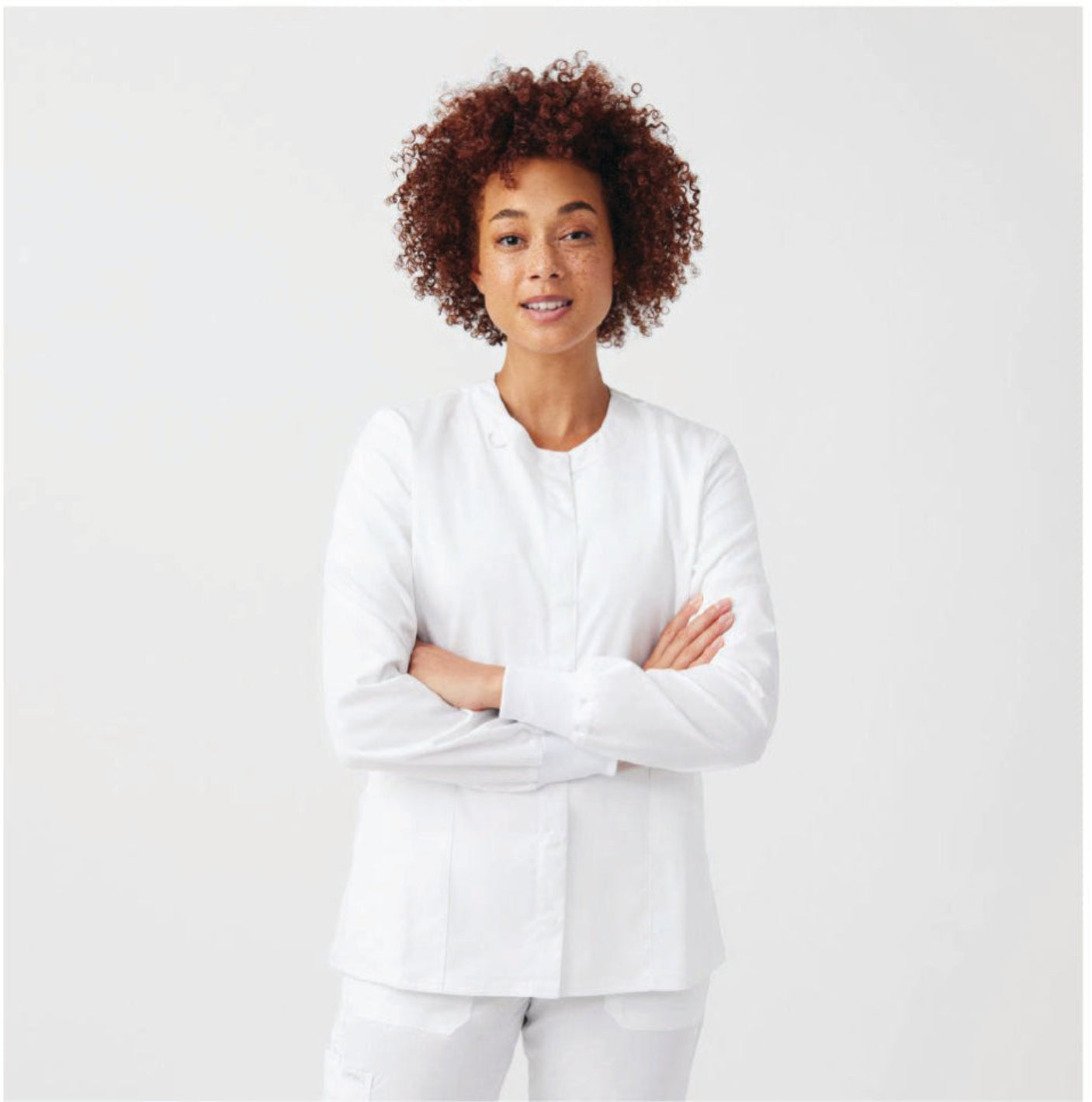 Landau ProFlex Women's 3-Pocket Scrub Jacket White