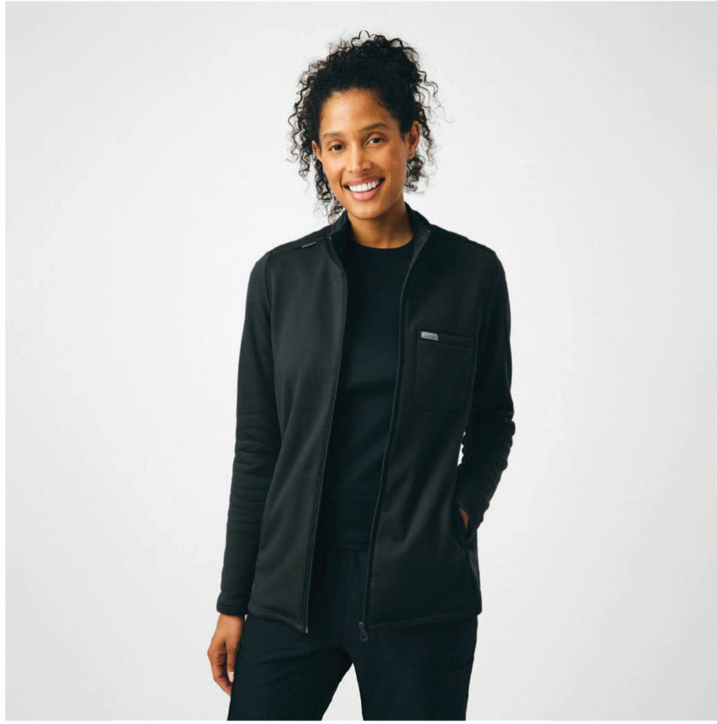 Landau Forward Women's 5-Pocket Scrub Jacket Black