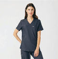 Landau Forward Women's 2-Pocket V-Neck Scrub Top Pewter