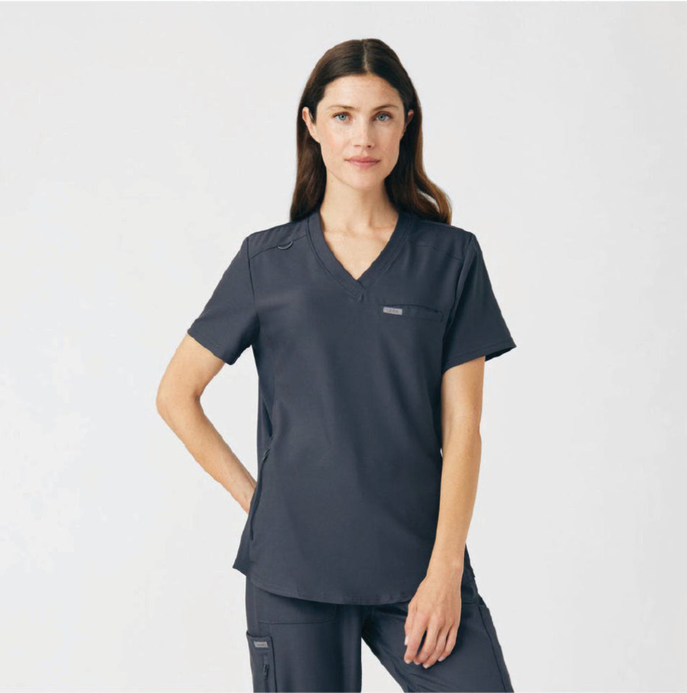 Landau Forward Women's 2-Pocket V-Neck Scrub Top Pewter
