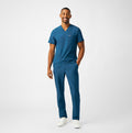 Landau Forward Men's 4-Pocket V-Neck Scrub Top Caribbean Blue