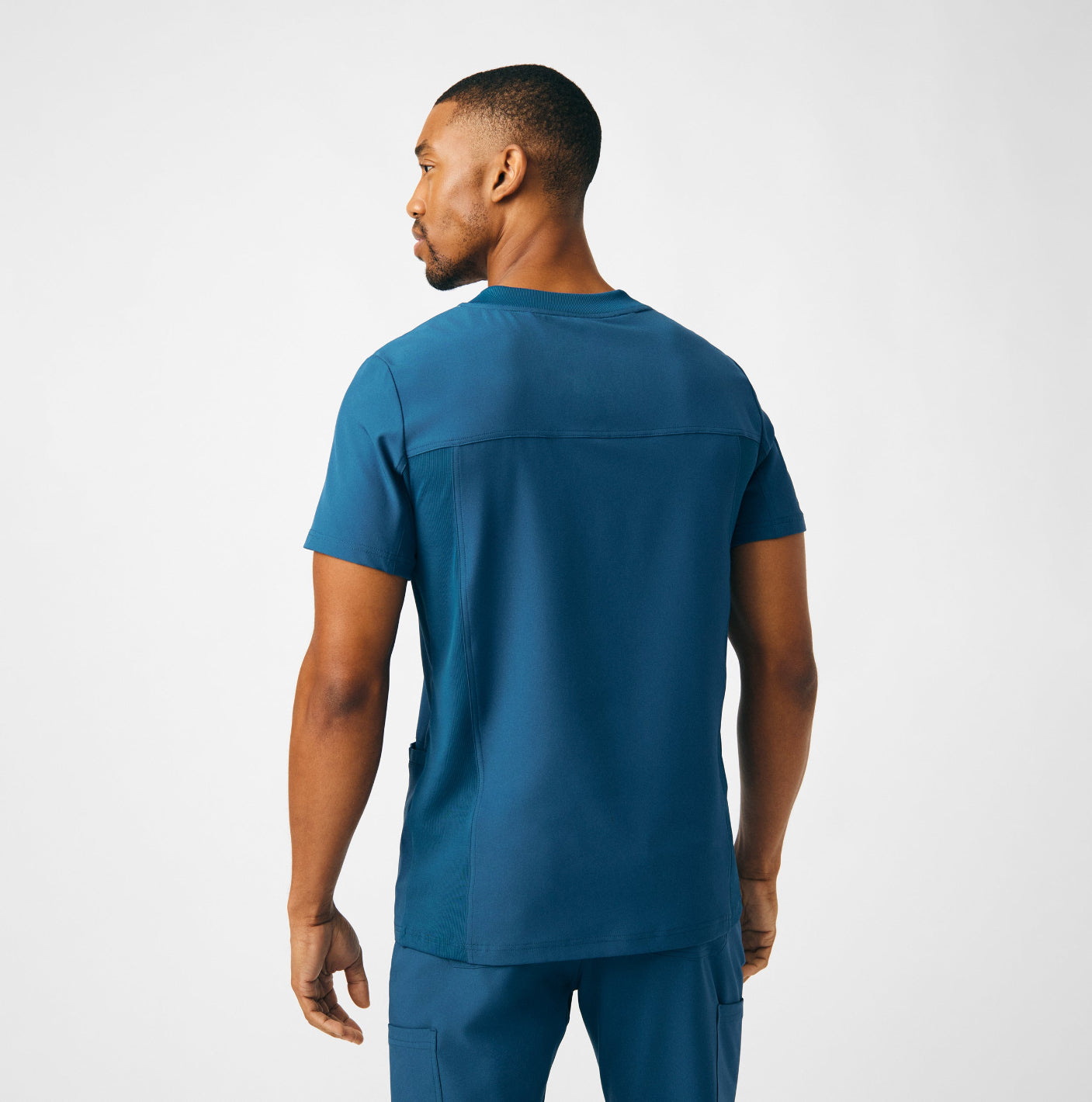 Landau Forward Men's 4-Pocket V-Neck Scrub Top Caribbean Blue