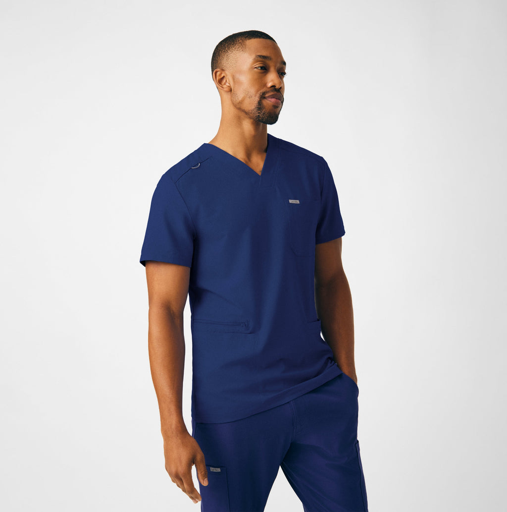 Landau Forward Men's 4-Pocket V-Neck Scrub Top Navy