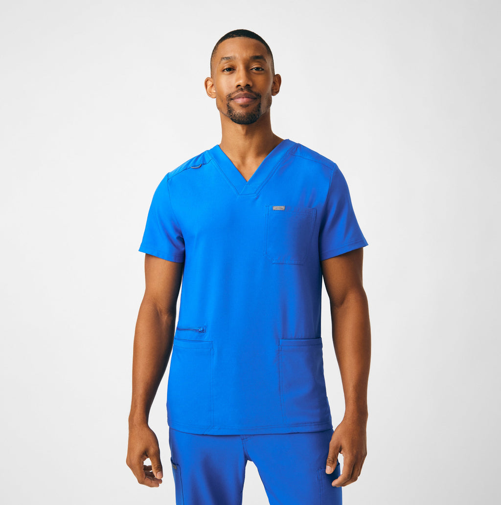 Landau Forward Men's 4-Pocket V-Neck Scrub Top Royal