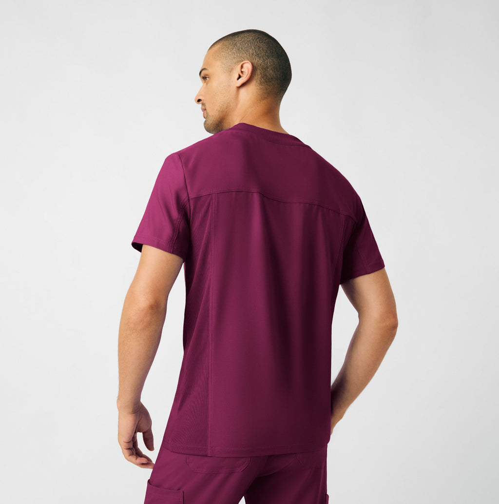 Landau Forward Men's 4-Pocket V-Neck Scrub Top Wine