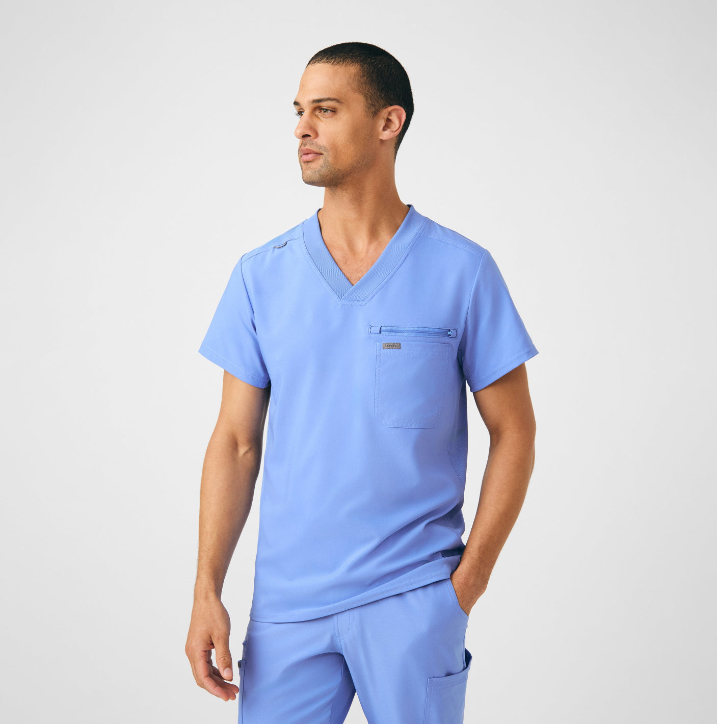 Landau Forward Men's 2-Pocket V-Neck Scrub Top Ceil