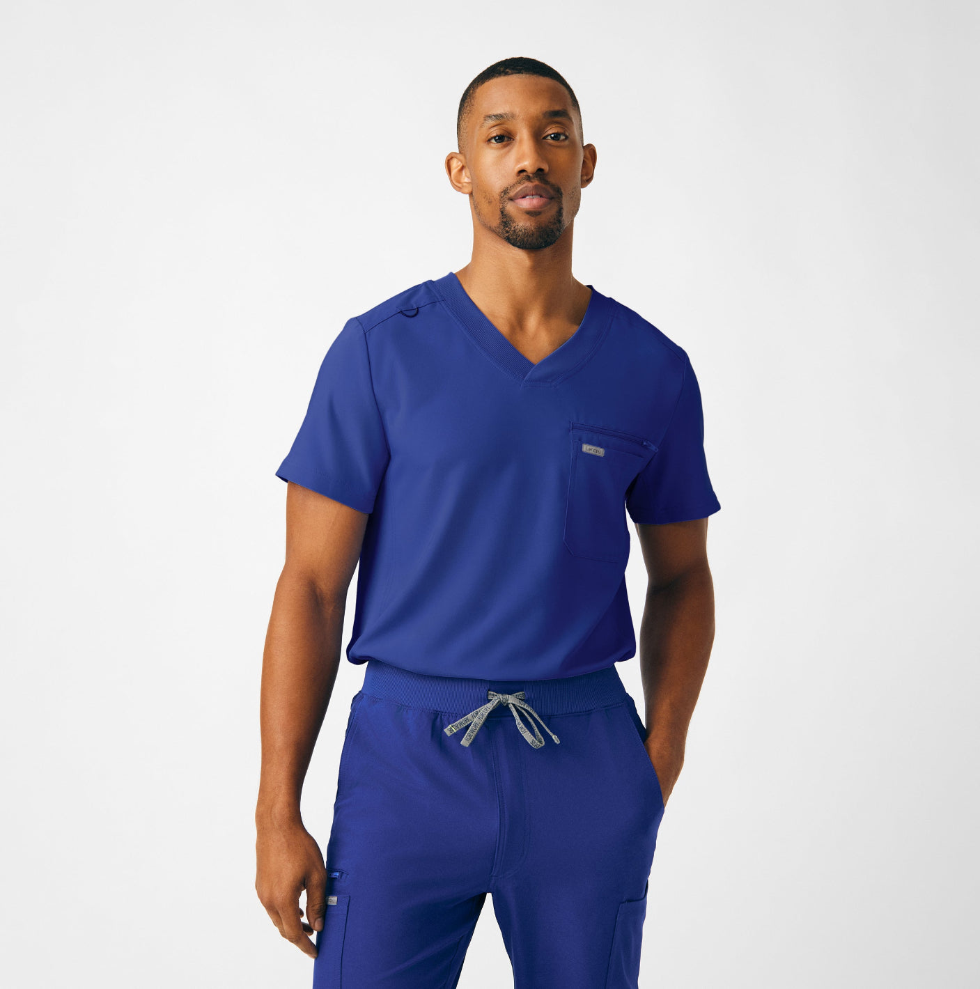 Landau Forward Men's 2-Pocket V-Neck Scrub Top Galaxy Blue