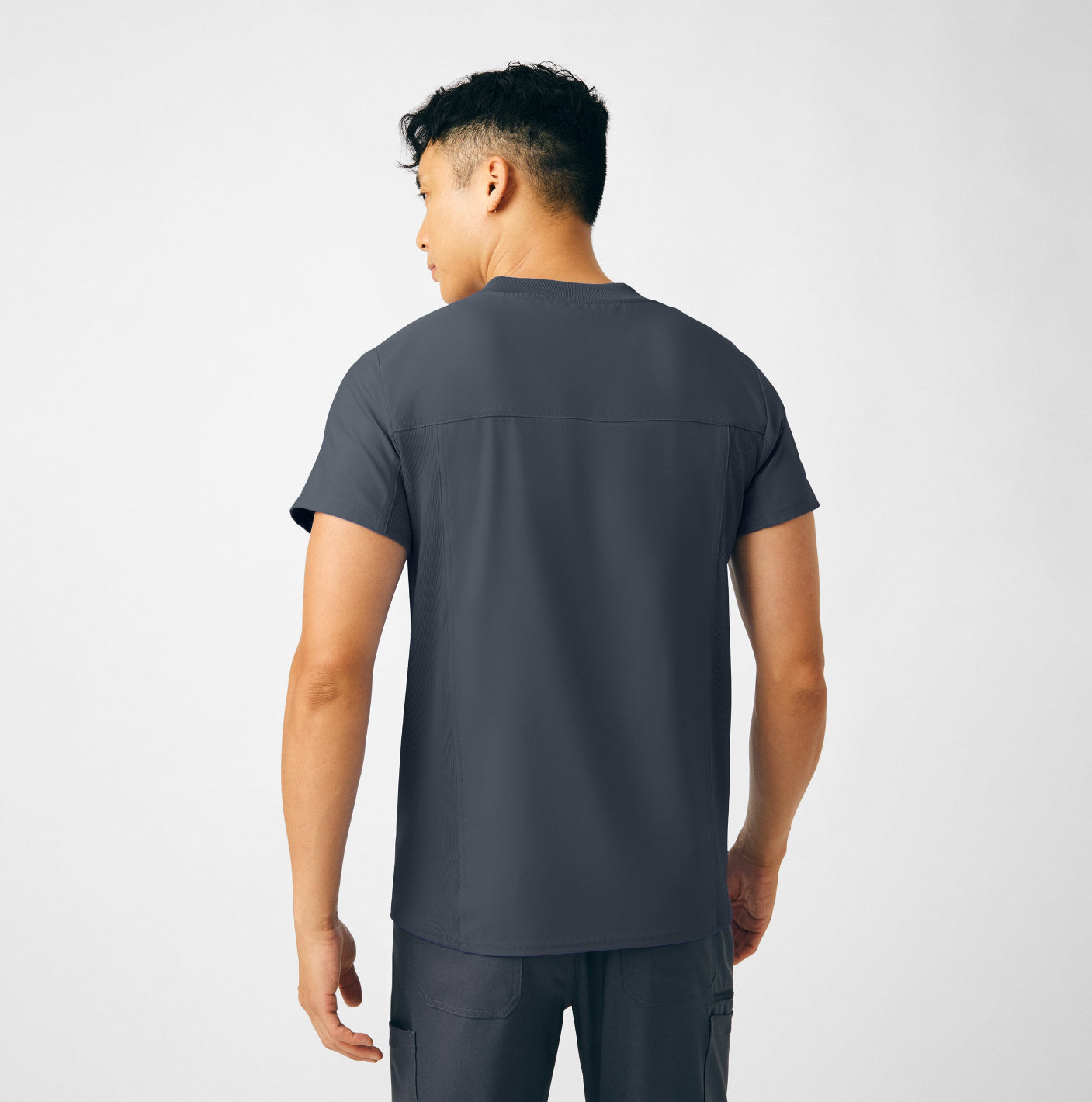 Landau Forward Men's 2-Pocket V-Neck Scrub Top Pewter