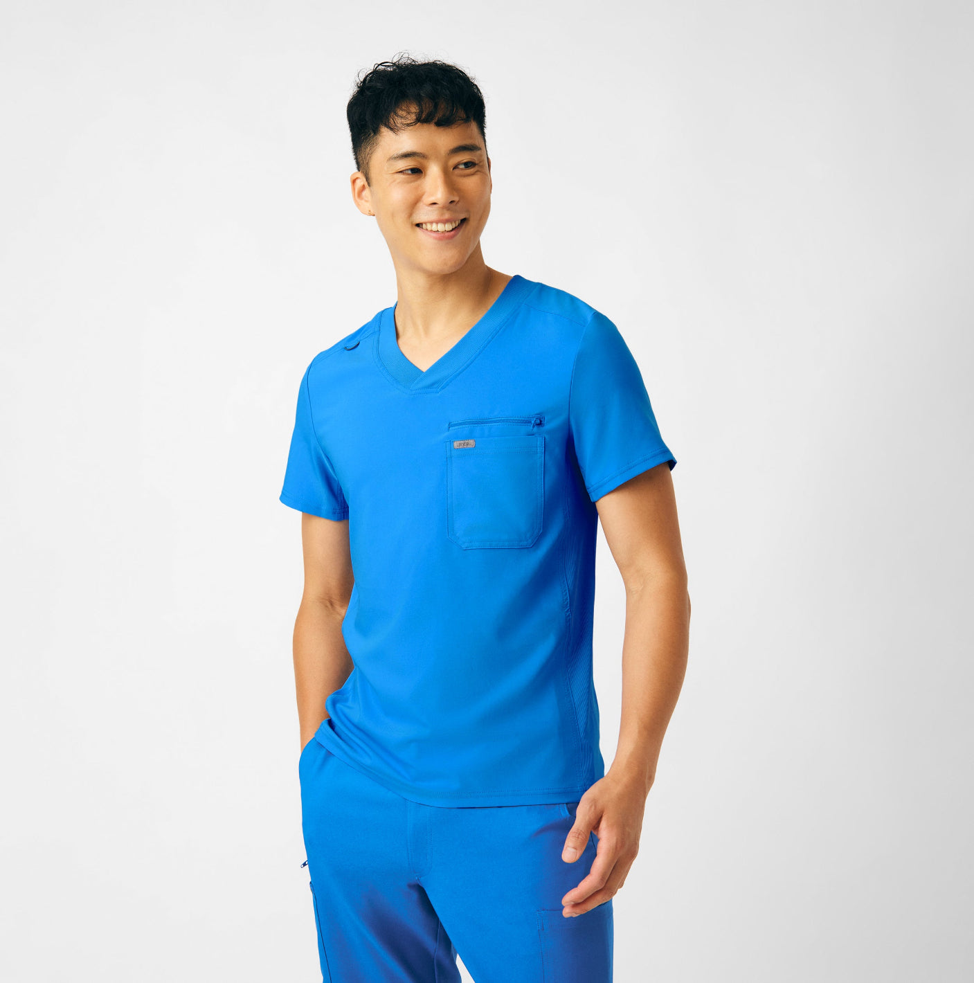 Landau Forward Men's 2-Pocket V-Neck Scrub Top Royal