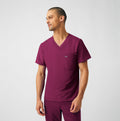 Landau Forward Men's 2-Pocket V-Neck Scrub Top Wine