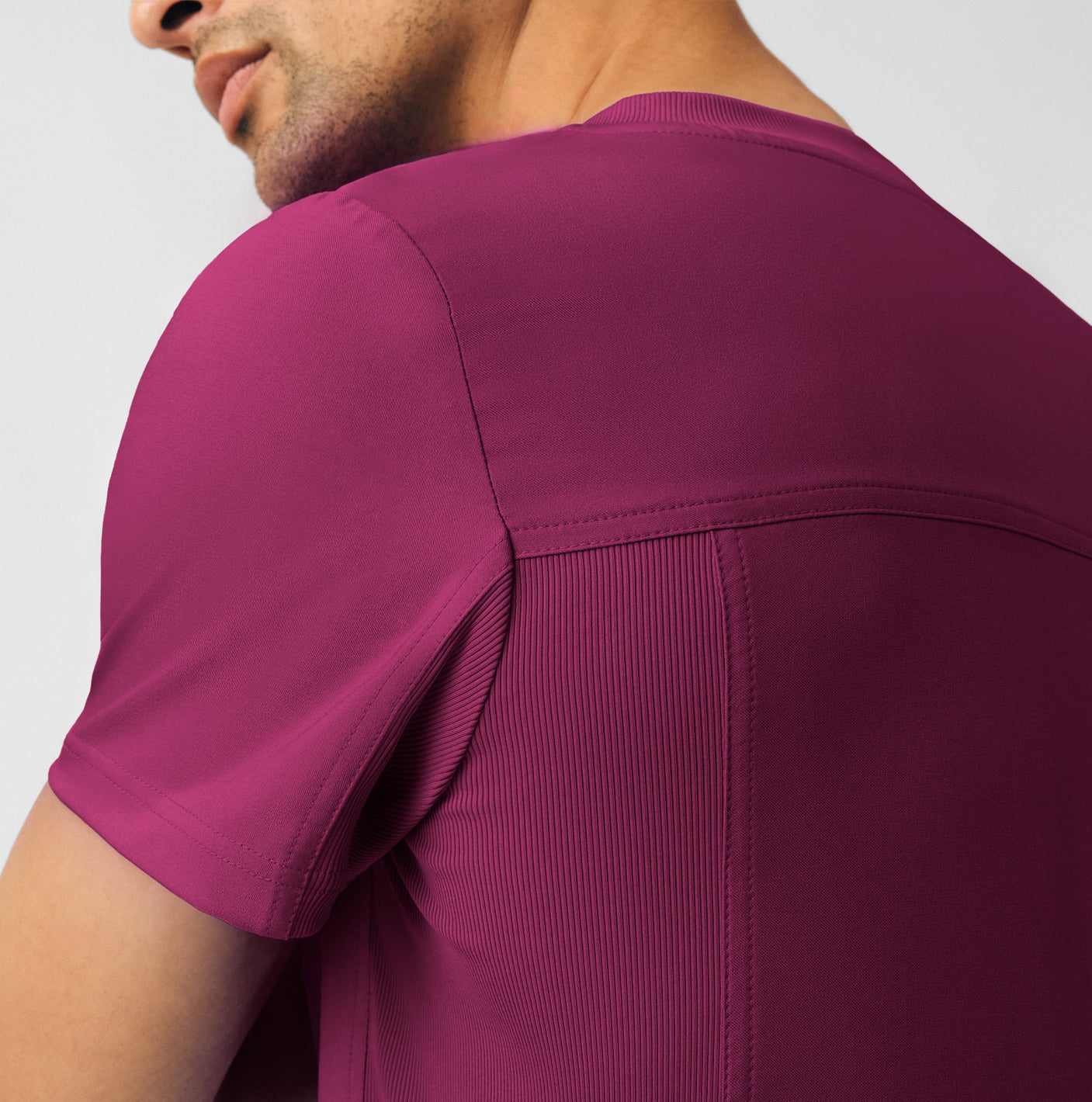 Landau Forward Men's 2-Pocket V-Neck Scrub Top Wine