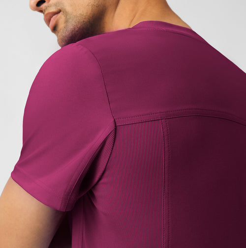 Landau Forward Men's 2-Pocket V-Neck Scrub Top Wine
