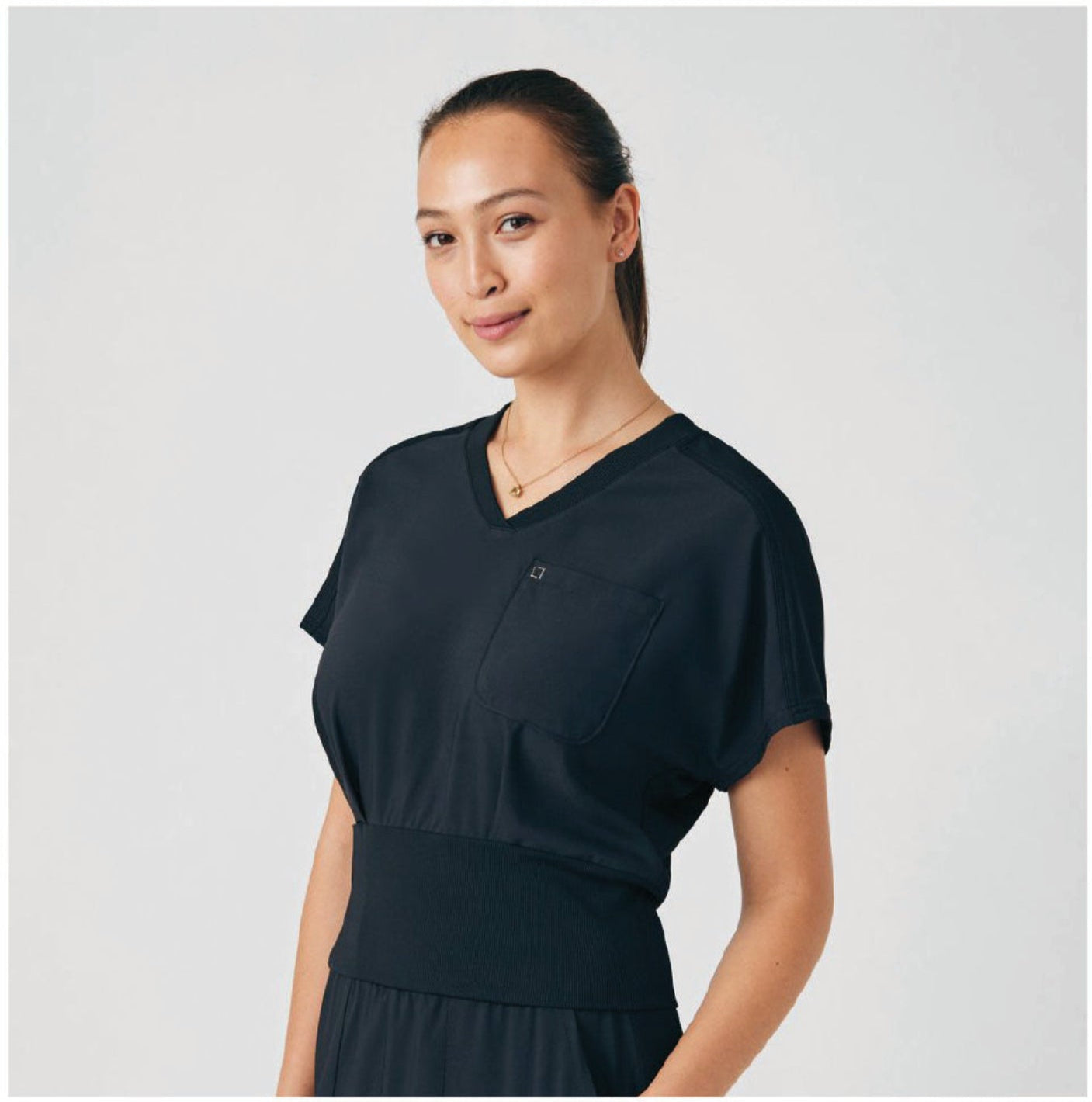 Landau Forward Women's 2-Pocket V-Neck Scrub Top Black