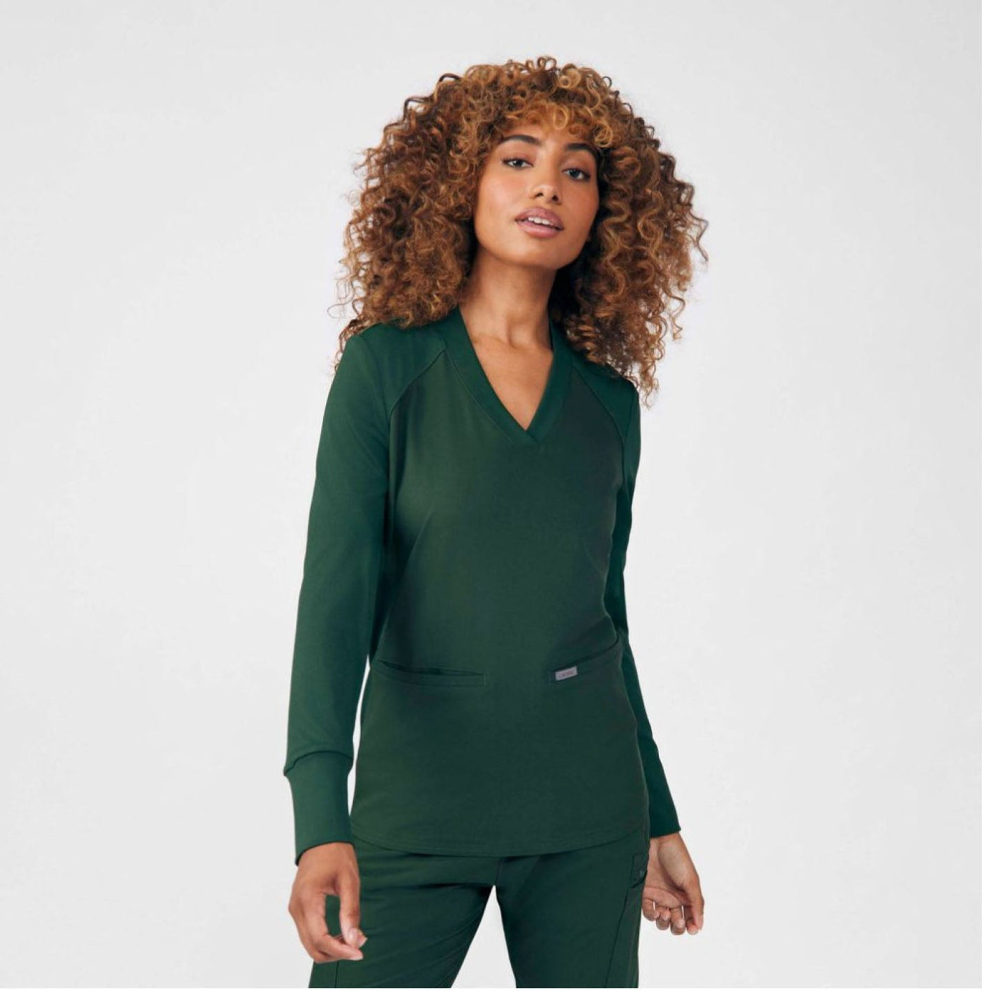 Landau Forward Women's 2-Pocket V-Neck Scrub Top Mountain View Green
