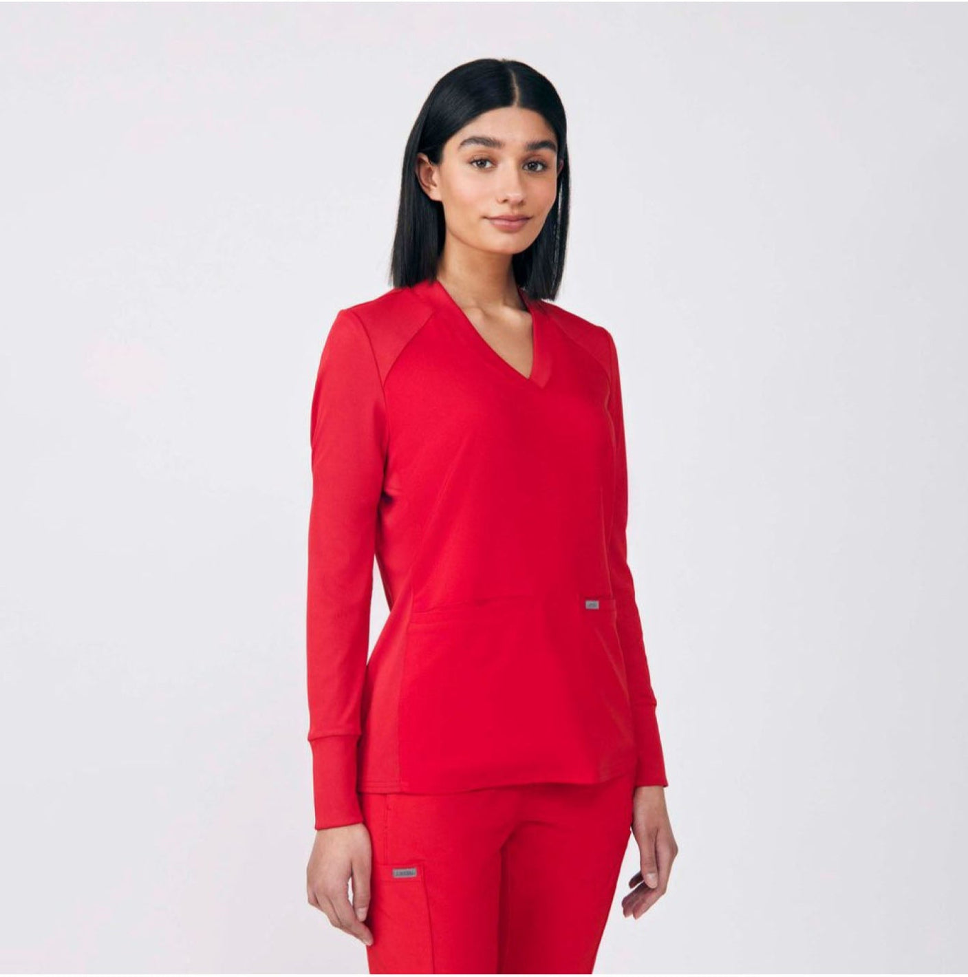 Landau Forward Women's 2-Pocket V-Neck Scrub Top Red